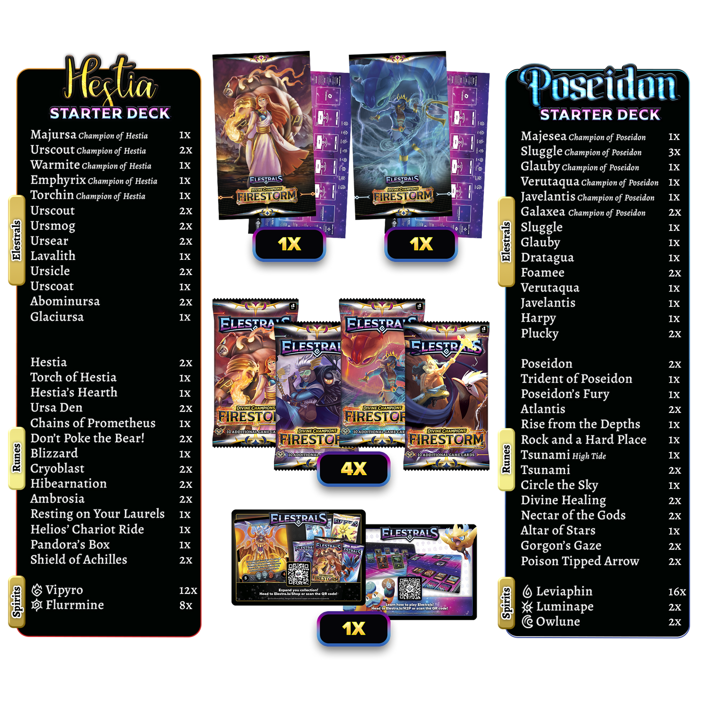 Firestorm Hestia vs. Poseidon Double Starter Deck Bundle with 4 Packs